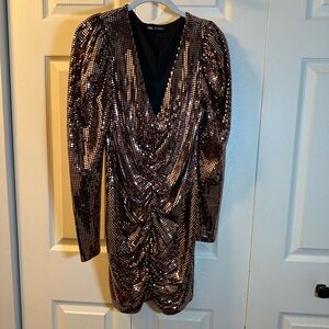Zara Shimmering Sequin Dress in Black and Copper